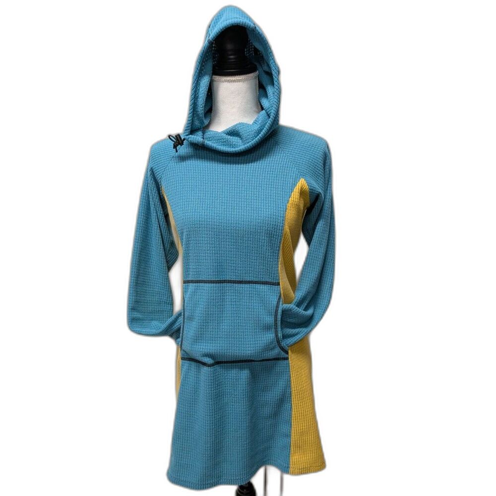 Melanzana Microgrid Dress Hoodie Women's S Blue Yellow